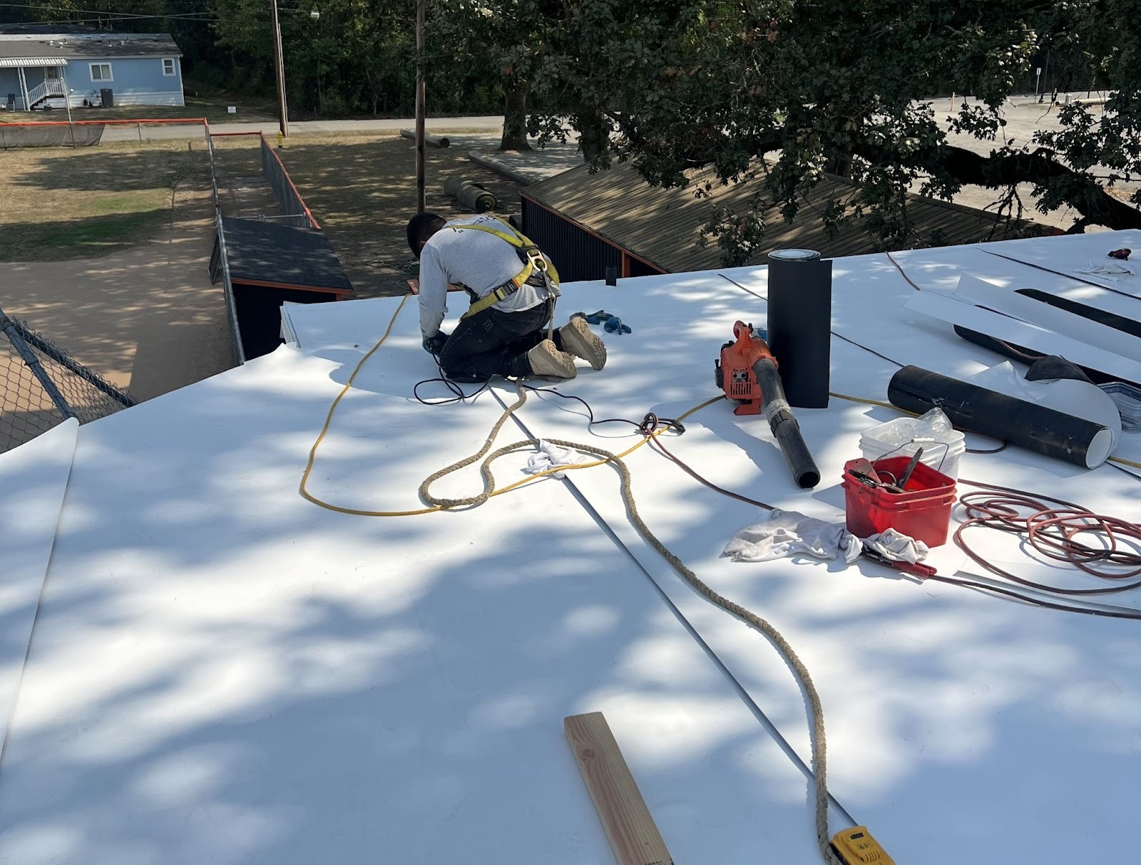 TPO and flat roof maintenance on commercial building in Southwest Washington